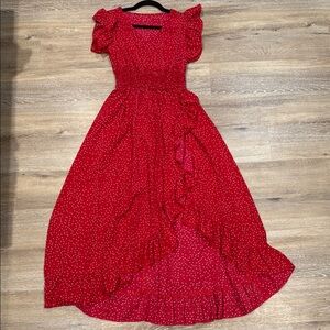 SHEIN Size XS Red Polka Dot Maxi Dress